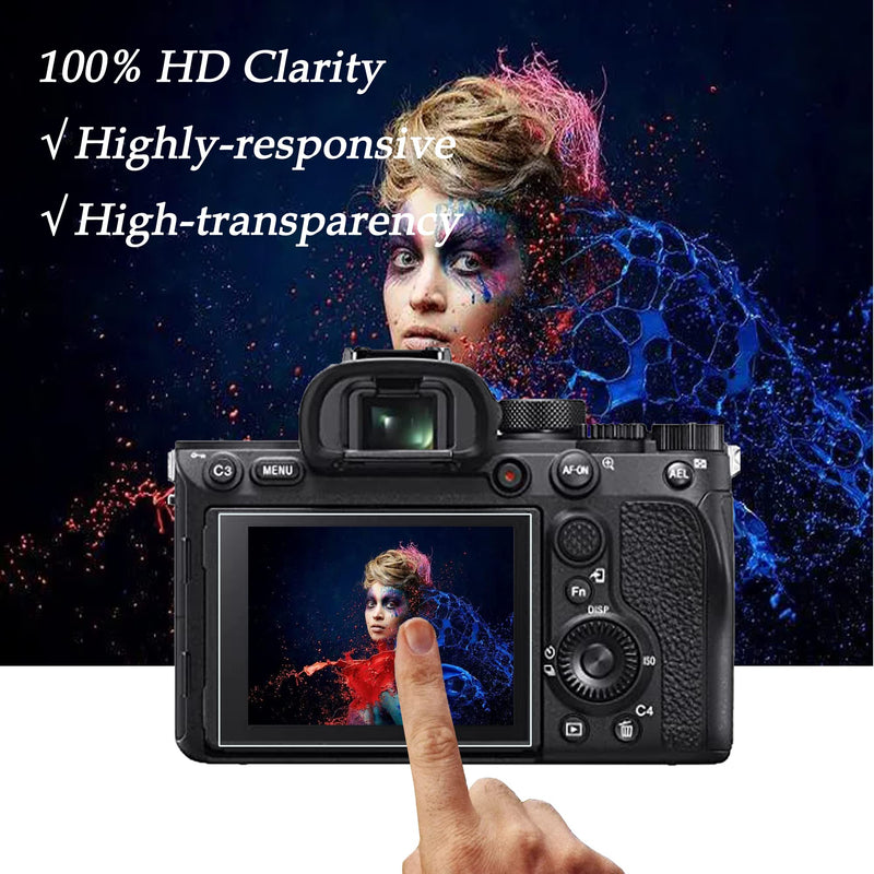 A7IV Screen Protector, A7M4 Screen Protector，Against-scratch Hard Tempered Glass Screen Protector for Sony Alpha A7 IV A7M4 A74 Digital Camera,【3*Pack+2* Hot Shoe】