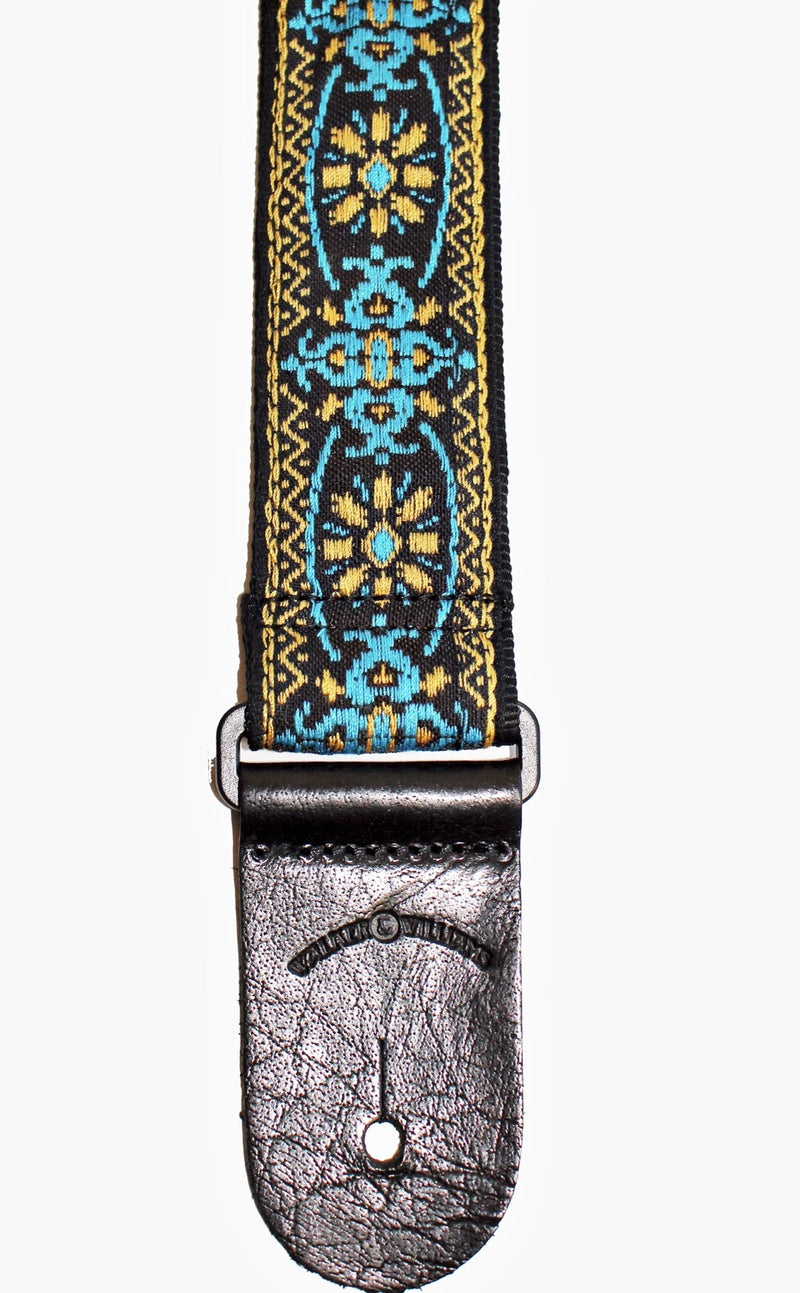 Walker & Williams H-01 Blue Woodstock Woven 60's Style Hootenany Hippie Guitar Strap