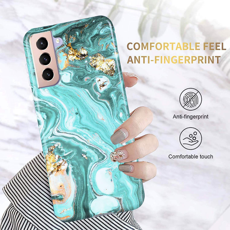 SOGCASE Fit for Samsung Galaxy S21 Plus 5G Case, Dual Layer Shockproof Protective Slim Anti-Yellow TPU Cover, Ultra Soft Clear Bumper, Unique Design Stylish Marble Phantom Pattern A