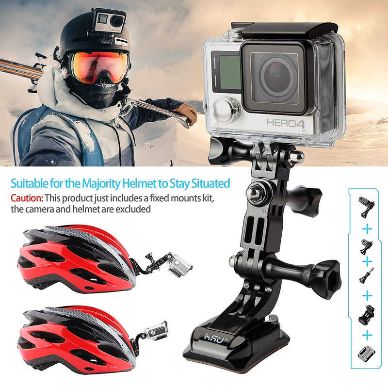 HSU Grab Bag for GoPro, Including Quick Release Buckle Mount, J-Hook Buckle Mount, 3-Way Pivot Arms, Flat and Curved Adhesive Mounts, Thumbscrews and Rubber Locking Plug with Tether