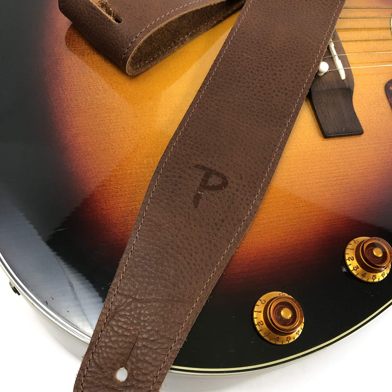 Perri's Leathers Saddle Leather Guitar Strap, Brown, Adjustable Length 41" to 56", Comfortable, Soft Backing, 2.5" Wide