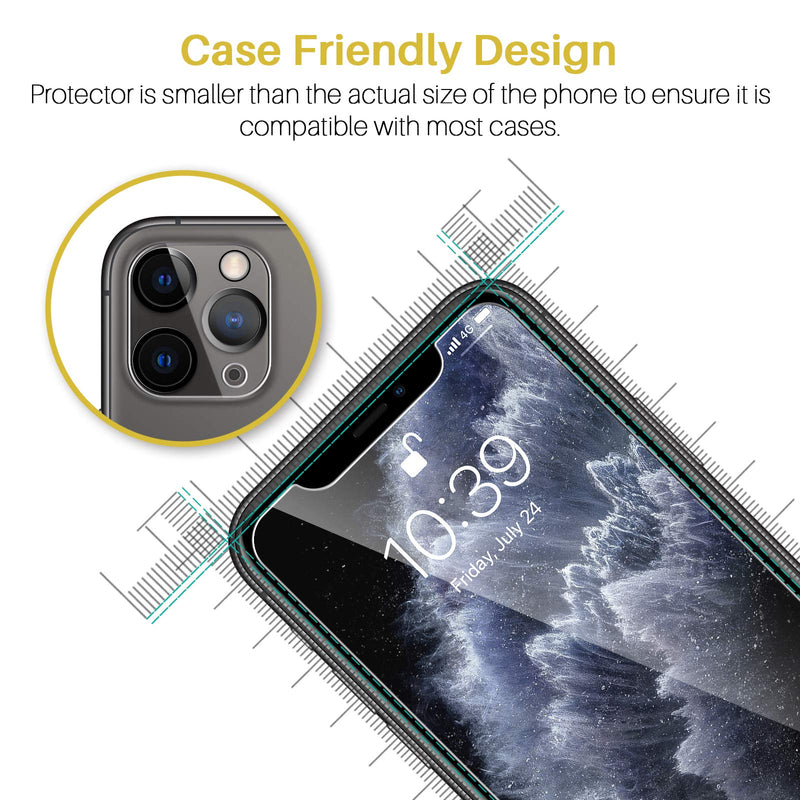 4 Pack LK 2 Pack Anti Spy Privacy Tempered Glass Screen Protector + 2 Pack Camera Lens Protector for iPhone 11 Pro 5.8-inch, Tempered Glass, Easy Frame Installation, HD Ultra-Thin