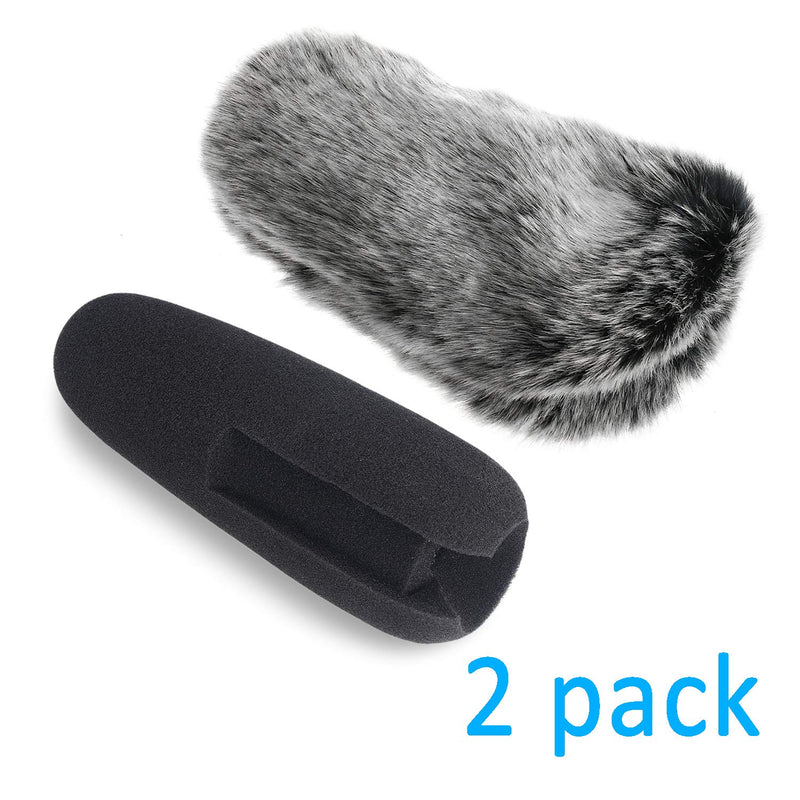 YOUSHARES Videomic Pro+ Mic Deadcat Wind Shield & Foam windscreen, Foam & Furry Wind Muff for Rode Videomic Pro+ Camera Microphone (2 Pack) WindscreenKit