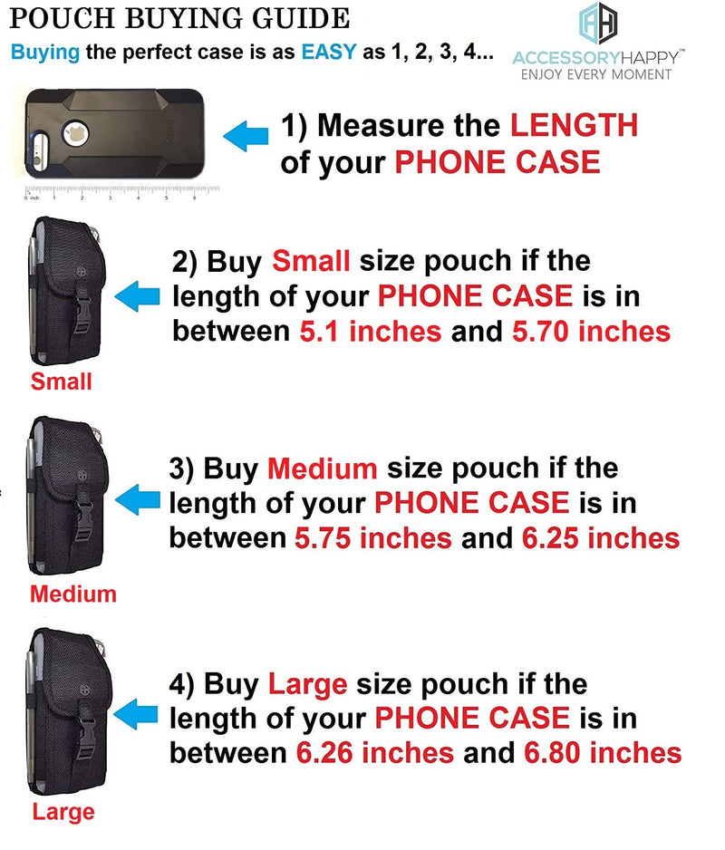 AH Military Grade Cell Phone Carrier Holster Men Cell Phone Belt Holder, Compatible w/ [iPhone iPhone 12 Mini SE 5 5S 5C Samsung J1 J3 LG K7 K10 & More] fits Waterproof/Defender/Thick Heavy Duty Case Small (5.4 X 3.3 X 0.70 in)