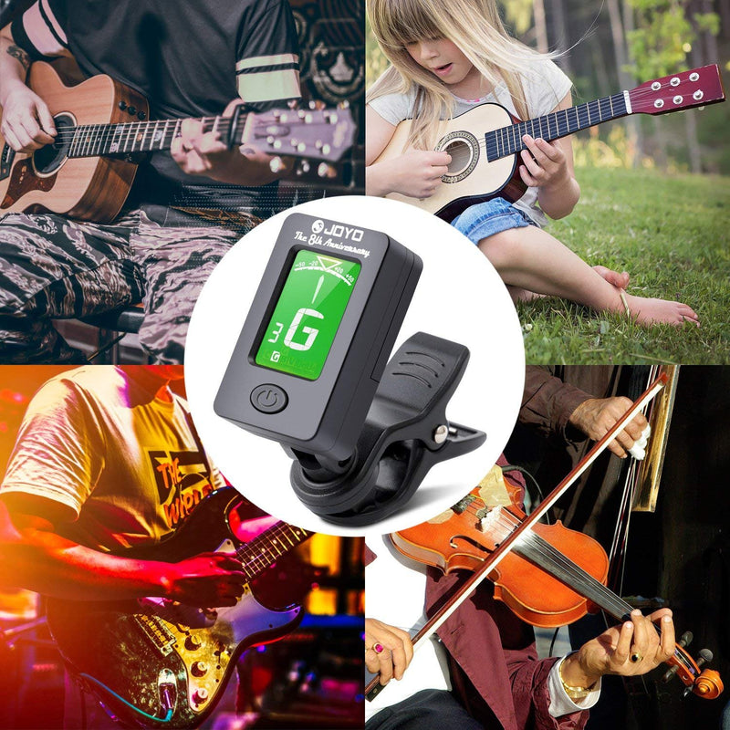 Guitar Tuner and Guitar Capo Set, Clip-On Tuner Digital Electronic Tuner Acoustic with LCD Display for Guitar, Bass, Violin, Ukulele