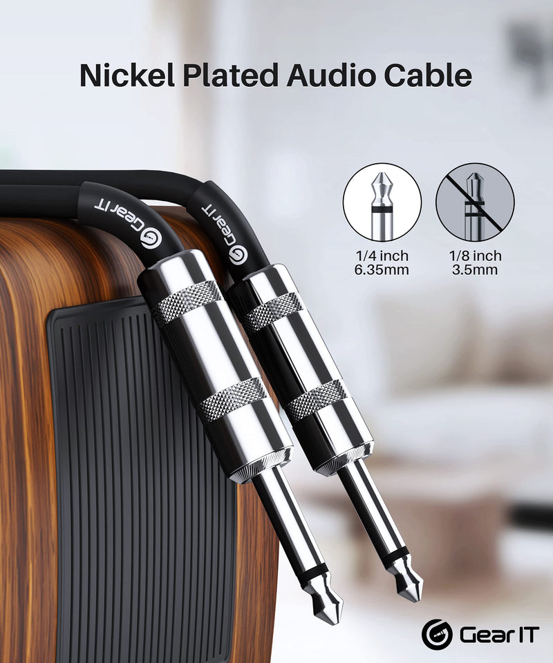 GearIT Professional Speaker Cable (10ft) 12AWG Pure Copper 1/4 inch to 1/4 inch TS Straight Male to Male for Amplifier, Speaker Cabinet, PA and DJ Audio 10 Feet Black