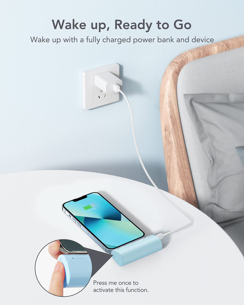 Charmast Small Portable Charger 5000mAh, Ultra-Compact 20W PD Fast Charging Power Bank Mini Battery Pack Compatible with iPhone 14/14 Pro Max/13/13 Pro Max/12/12 Pro Max/11/XR/X/8/7/6, and More Blue
