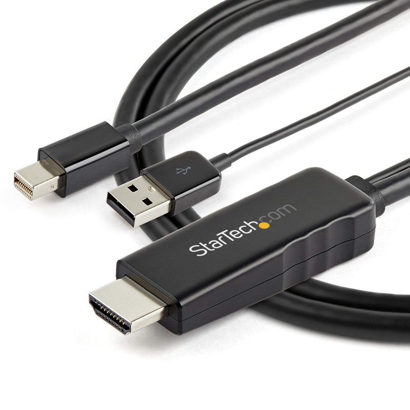 StarTech.com 3ft (1m) HDMI to Mini DisplayPort Cable 4K 30Hz - Active HDMI to mDP Adapter Converter Cable with Audio - USB Powered - Mac & Windows - Male to Male Video Adapter Cable (HD2MDPMM1M)