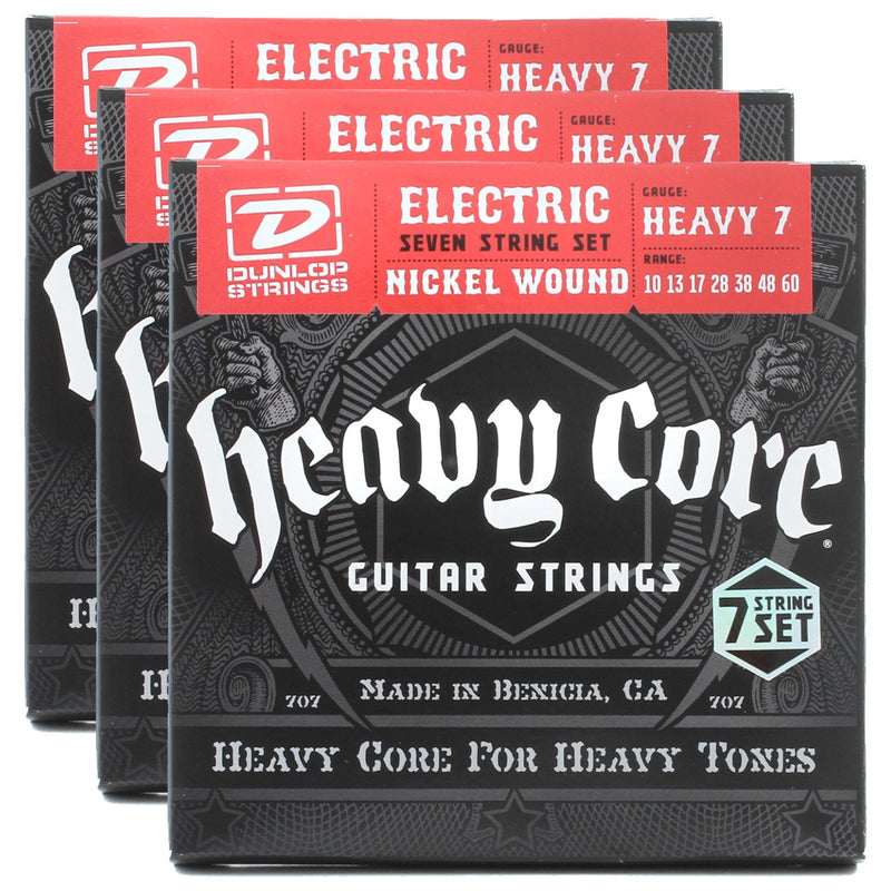 3 Sets of Dunlop DHCN1060 Heavy Core 7/SET Electric Strings
