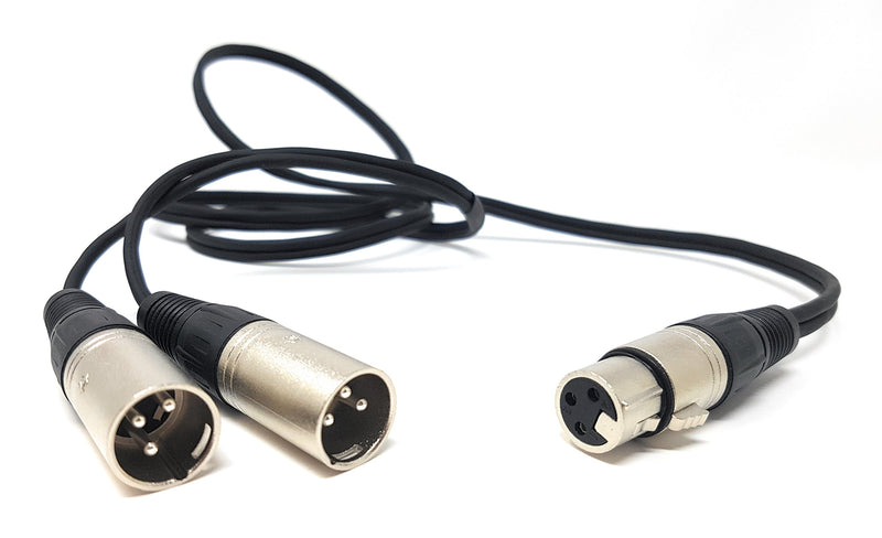 MainCore 1.5m long 3 Pin XLR Female Plug to Twin 2 x XLR 3 Pin Socket Male Balanced Splitter Extender Cable Lead Cord