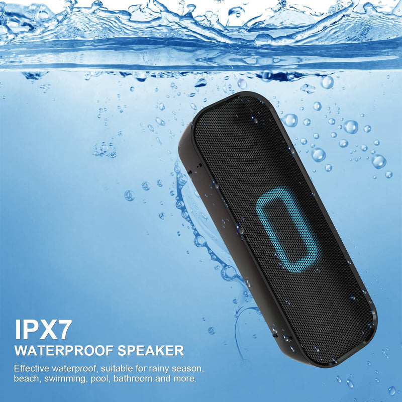 LFS Bluetooth Speakers, Portable Wireless Speaker, 20W Sound, 20H Playtime, IPX7 Waterproof Shower Speaker, Wireless Stereo Pairing Small Speaker for Home, Travel, Outdoor, Beach 1PCS-Black
