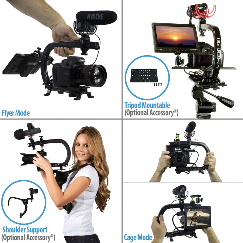 [AUSTRALIA] - Cam Caddie Scorpion EX Skateboard Camera Handle with Threaded Feet - Professional Steadycam Handle for Most Cameras, Camcorders, Smart Phones and Action Sports Cams - Black - Skate Edition 