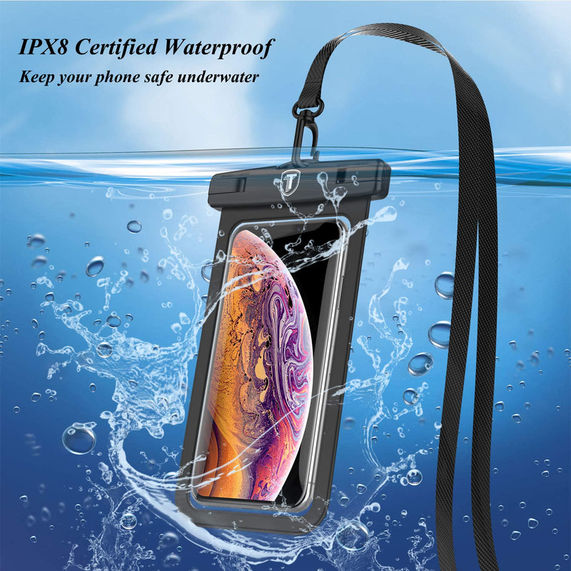 Njjex Waterproof Phone Pouch 2-Pack Cell phone Dry Bag Case & Lanyard For Samsung Galaxy Note 20 Ultra S21 Plus S20 S10 S9 S8 A01 A11 A21 A51 A71 A02S A12 A32 A42 A52 iPhone 13 Pro Max 12 11 Xs Xr 8 7 Black (2 Pack)