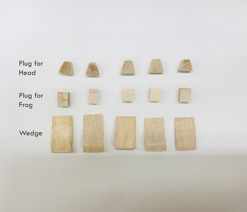 MI&VI Quality Wooden Plugs & Wedges for Violin, Viola Bow - 5 Sets, 15 Pieces