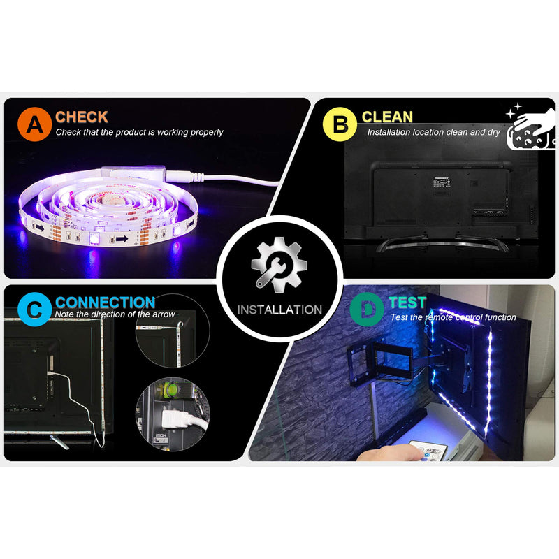 [AUSTRALIA] - PANGTON VILLA Led Strip Lights 6.56 Feet for 40-60 Inch TV Usb Backlight Kit with Remote Rgb 16 Colors Bias Mood Lamp for Bedroom, Room Hdtv 