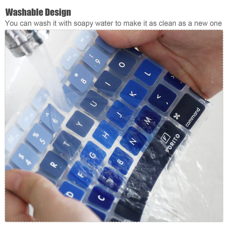 Keyboard Cover Compatible with MacBook Pro 13” 15” (2015 or Older Model) /MacBook Air 13 A1369 A1466 Keyboard (!!!Not Fit for 2016-2018 New MacBook Pro 13 15) US Layout -Ombre Blue