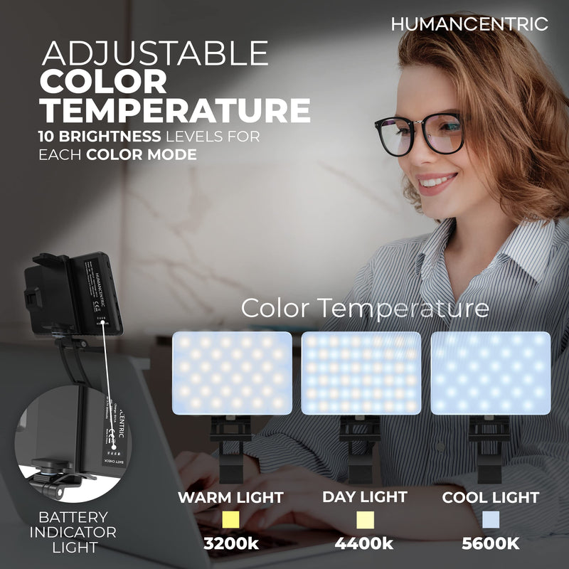 [AUSTRALIA] - HumanCentric Video Conference Lighting Kit, Camera Light for Zoom Meetings, Streaming Video Face Light, Easy Setup for Remote Work, Computer Monitor or Laptop Light for Video Conferencing 