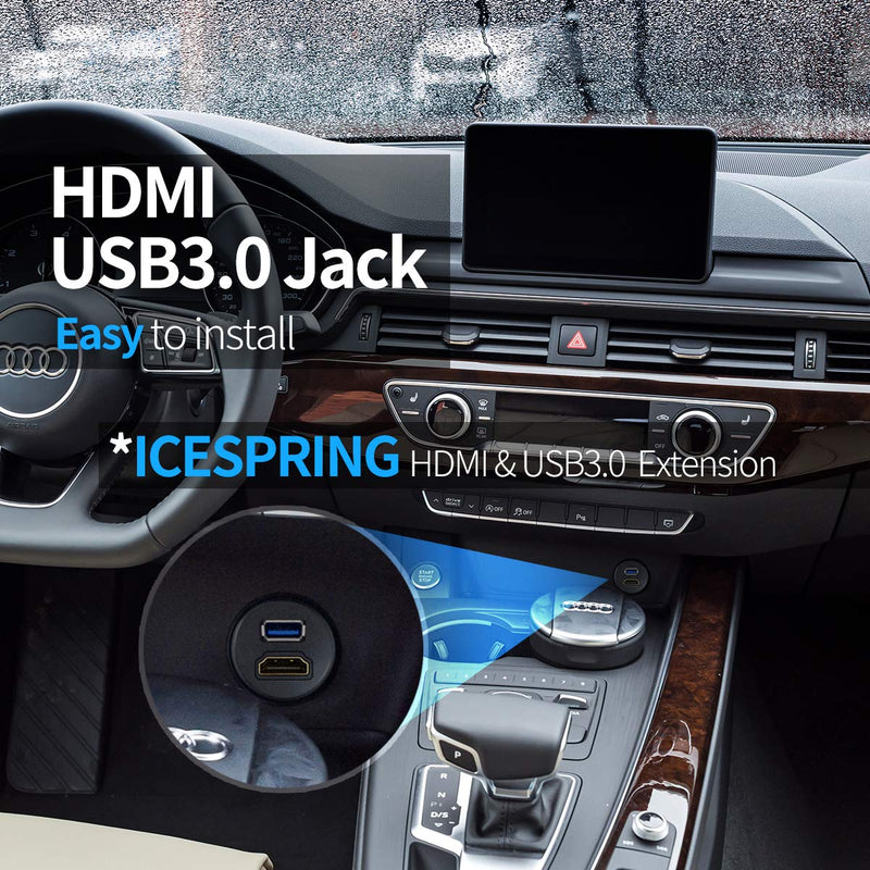 OBVIS USB3.0 HDMI Mount Cable – USB3.0 and HDMI Extension Flush Dash Panel Mount Cable for Car Boat Motorcycle (6 Feet) 6 Feet