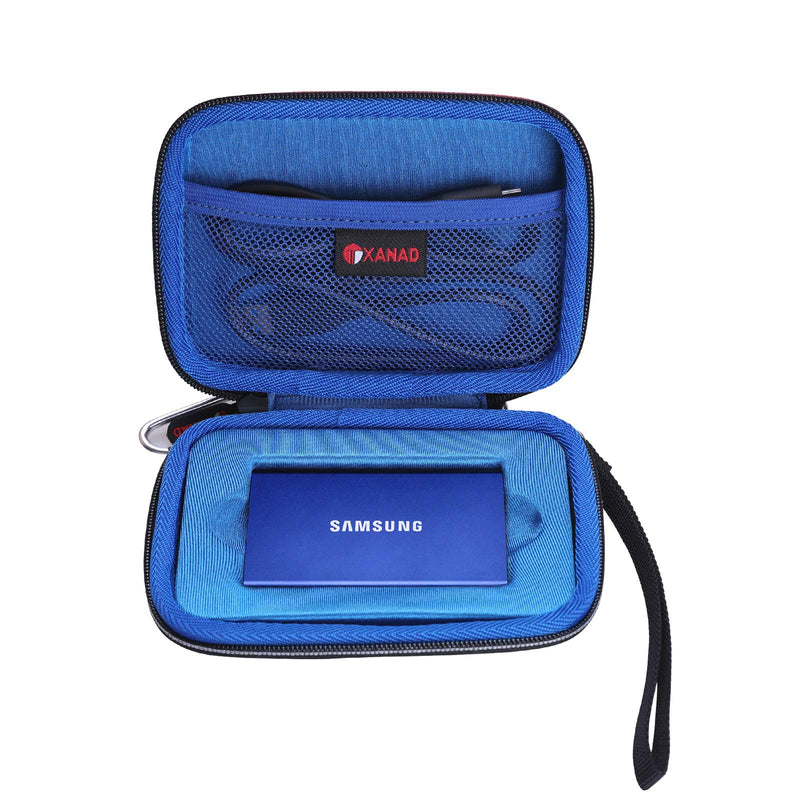 XANAD Protective Case for Samsung T7/ T7 Touch Portable SSD 1TB 2TB 500GB USB 3.2 External Solid State Drive(Outer Black Inner Blue)