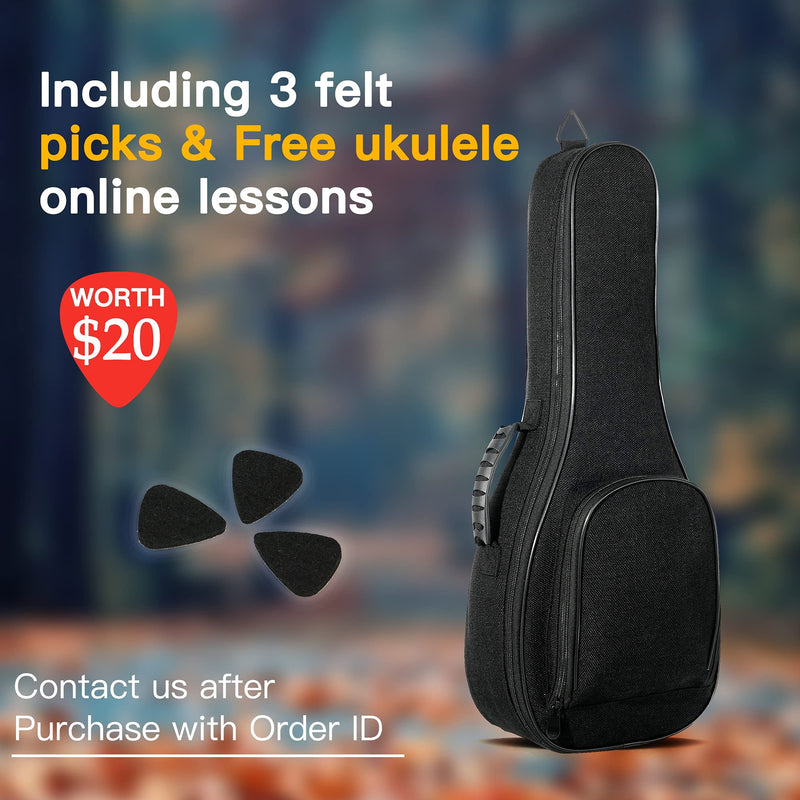 Deviser ukulele case 12MM Thick Padding ABS Handles ukelele case linen fabric 21 inch Soprano ukulele gig bag with Felt picks Black 21 Inch Soprano ukele bag