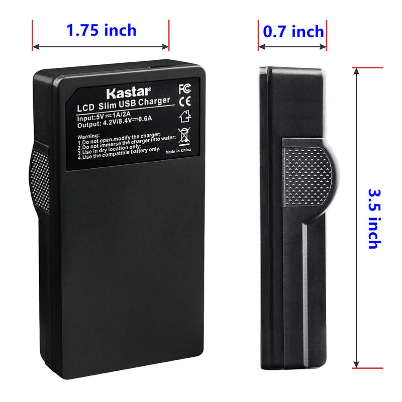 Kastar 2 Battery + LCD Slim USB Charger Replacement for NB-4L, CB-2LV, ELPH 100 HS, 310 HS, 300HS, 330HS, Powershot SD1400 is, SD750, SD1000, SD600, SD1100 is, SD630, SD400, SD450, SD780, VIXIA Mini