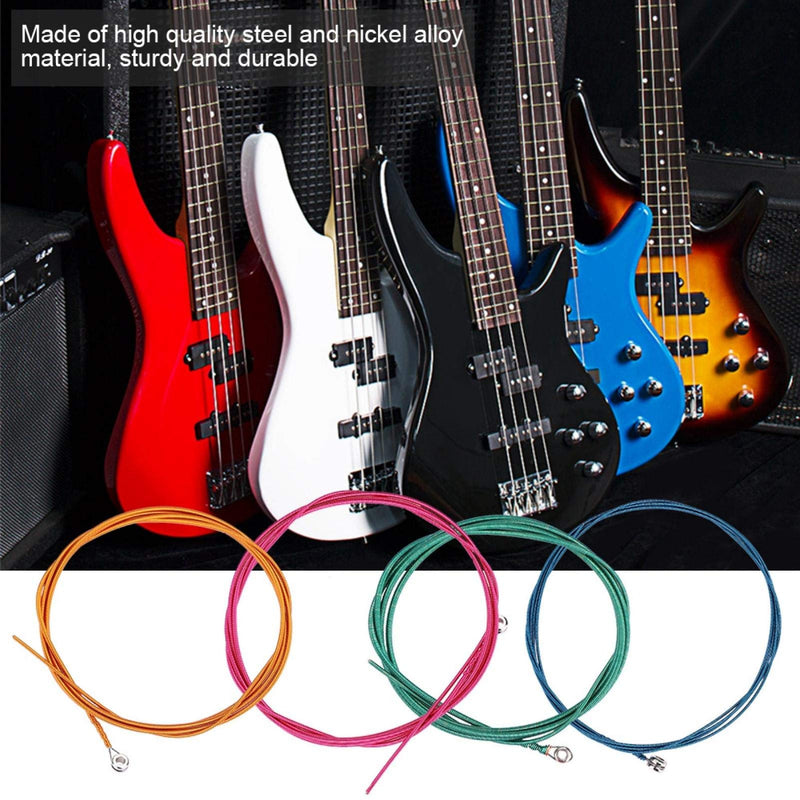 【𝐄𝐚𝐬𝐭𝐞𝐫 𝐏𝐫𝐨𝐦𝐨𝐭𝐢𝐨𝐧】 Durable Bass Strings, Portable Flatwound Bass Guitar Strings Four Color Electric Bass Strings, for Bass Beginner Band Musical Instrument Repair Piano Shop