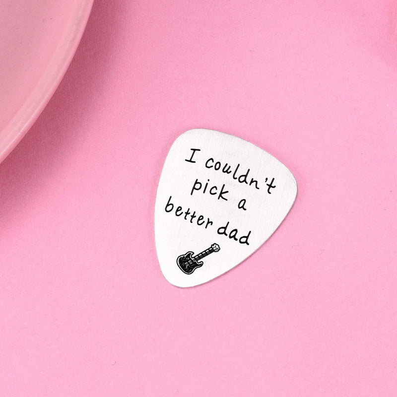 Dad Gifts for Father's Day Christmas Birthday - Stainless Steel Guitar Pick With Message, Gifts From Daughter Son (#1 Couldn't Pick A Better Dad) #1 Couldn't Pick A Better Dad