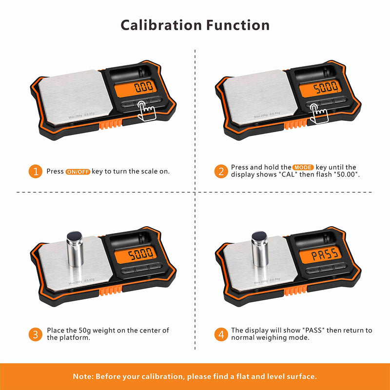 Fuzion Digital Pocket Scale, 200g x 0.01g Jewelry Gram Scale, 6 Units Conversion, LCD Back-Lit Display, Use for Jewelry/Medicine/Food/Powder/Herb(Battery Included) Orange