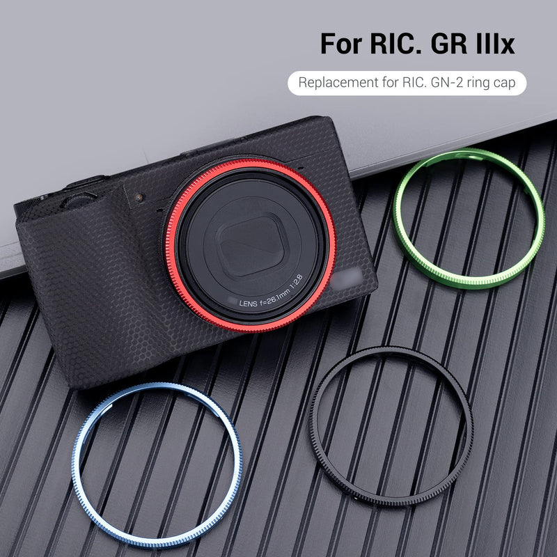 JJC Ricoh GRIIIx GR IIIx GR3x Lens Decoration Ring Cap Accessories Replaces Ricoh GN-2 Ring Cap-Red For Ricoh GR IIIx Red