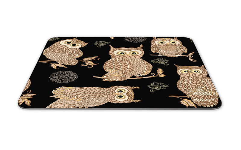 Newing Five Light Brown Owls Mouse Pad,Natural Rubber Mouse Pad, Quality Creative Wrist-Protected Wristbands Personalized Desk, Mouse Pad (9.5 inch x 7.9 inch)