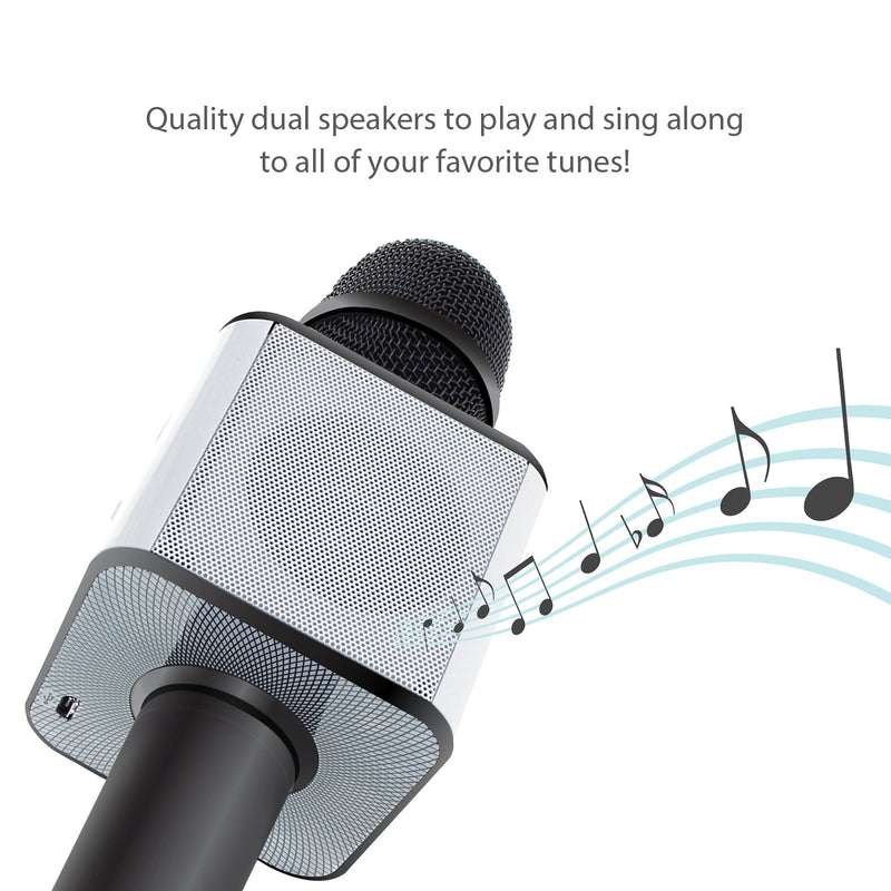 [AUSTRALIA] - Karaoke Microphone: Wireless Handheld Machine For Kids With Bluetooth Speaker Player System Best Portable Multipurpose Professional Vocal Mixer Mic Sing Songs And Play Music On Apple & Android (Ivory) Ivory 