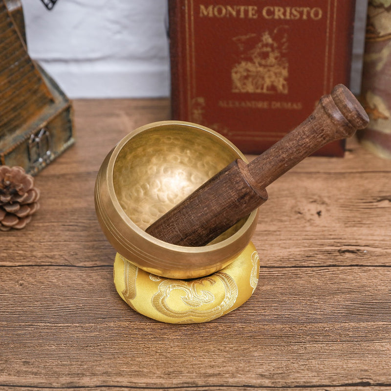 Moukey Tibetan Singing Bowl 3.2 Inch Meditation Gong Zen Yoga Bowl Set With Wooden Striker And Cushion Pillow 3.2''