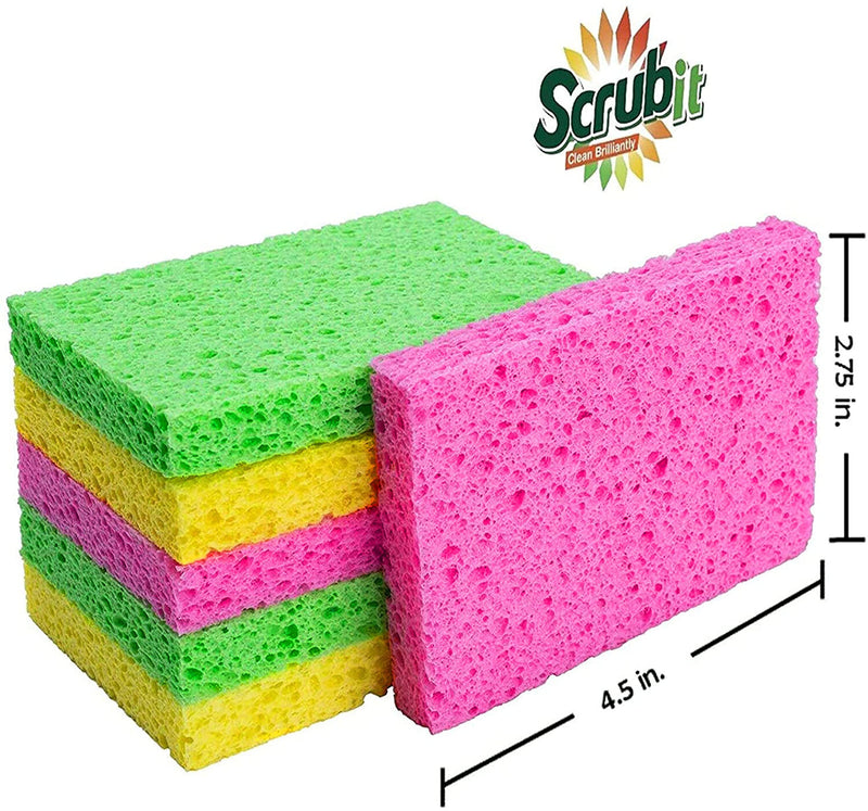 Cleaning Scrub Sponge by SCRUBIT - Kitchen Dish Sponges for Dishes, Pots Pans & More - 24 Pack - Colors May Vary-