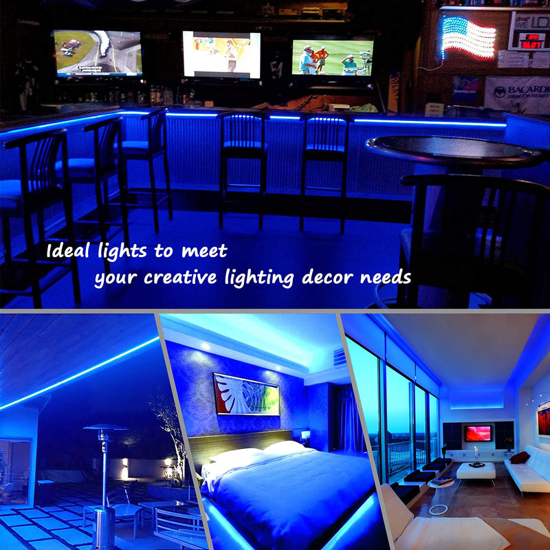 Blue Rope Lights, 16.4ft Waterproofe Flat Flexible LED Strip Light, Indoor Outdoor Decorative Lighting for Home Christmas Holiday Garden Patio Party Blue