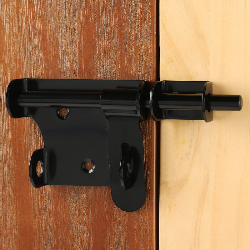 Alise Slide Bolt Latch Gate Latches Safety Door Lock,Padlock Can be Installed with It,MS350U-B Stainless Steel Black Finish 6 Inch