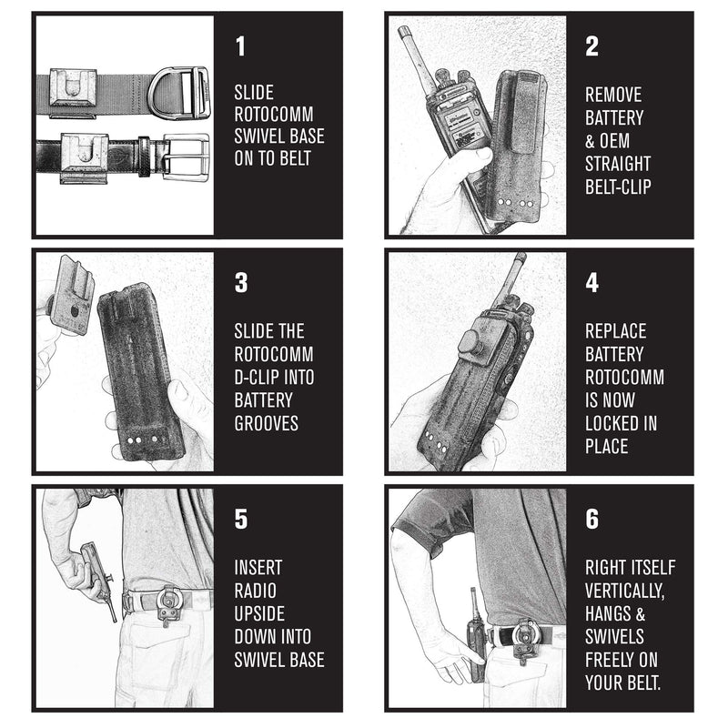 RotoComm Fits Motorola XTS 3000 - XTS 5000 Radios ONLY ! Swivel Belt-Clip for Civilian and Garrison Belts, Paramedics, Firefighters, Police, Military, Made in USA, All Day Comfort !