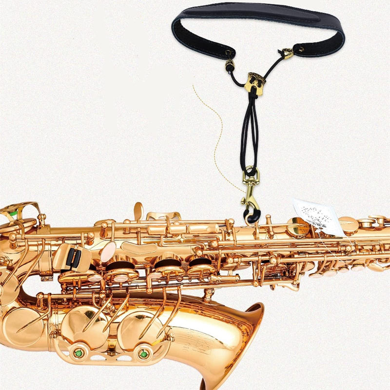 Miwayer Sax Neck Strap Professional Saxophone Harness Leather Padded Soft Neck Sling Adjustable For Baritone Alto Tenor Soprano Baritone And Bari Sax