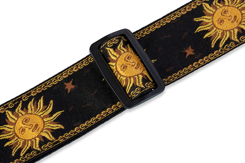 Levy's Leathers MPJG-SUN-BLK 2" Jacquard Weave Guitar Strap with Sun Pattern, Black