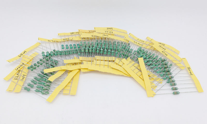200 pcs Inductor Large Assortment 20 Values 1uH to 4.7mH 1/2w 0.5w