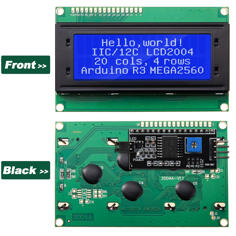 [AUSTRALIA] - Weewooday 8 Pieces IIC/ I2C/ TWI LCD Serial Interface Adapter and LCD Module Display Backlight Compatible with Arduino R3 MEGA2560 (Blue,LCD 2004 20 x 4) LCD 2004 20 x 4 Blue 