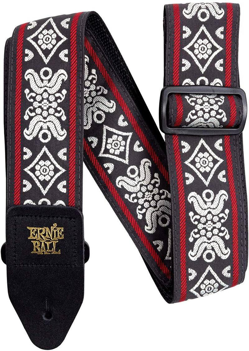 [AUSTRALIA] - Ernie Ball Jacquard Guitar Strap, Blackjack Red (P04669) Regal 