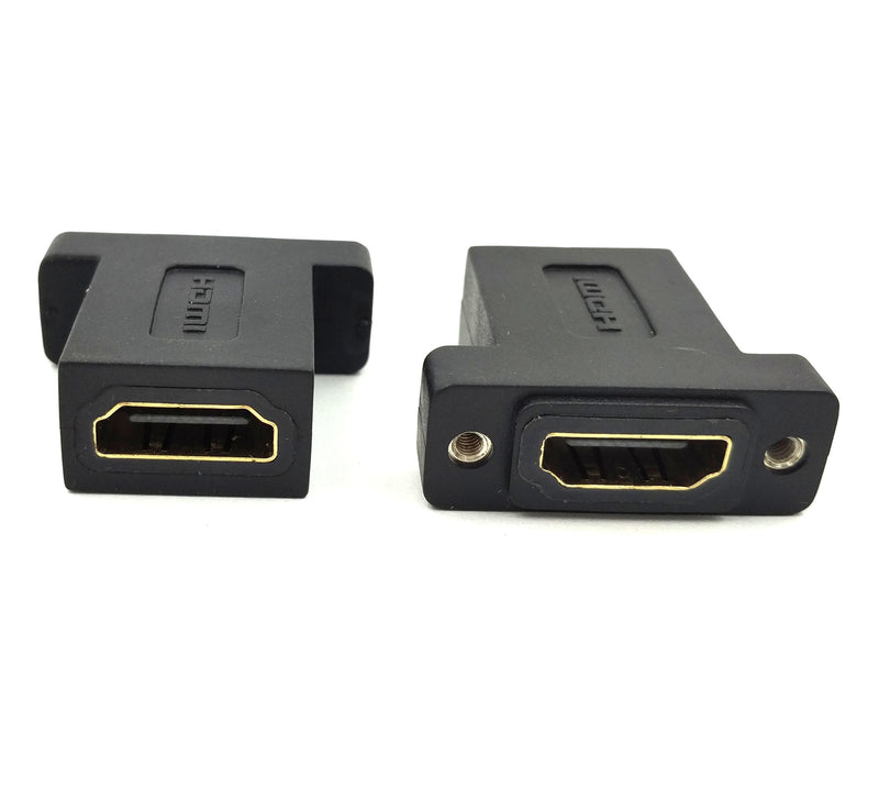 HDMI Coupler Adapter Connector, Poyiccot (2-Pack) Golden Plated HDMI Female to Female Inline Straight Coupler with Screw Panel Black