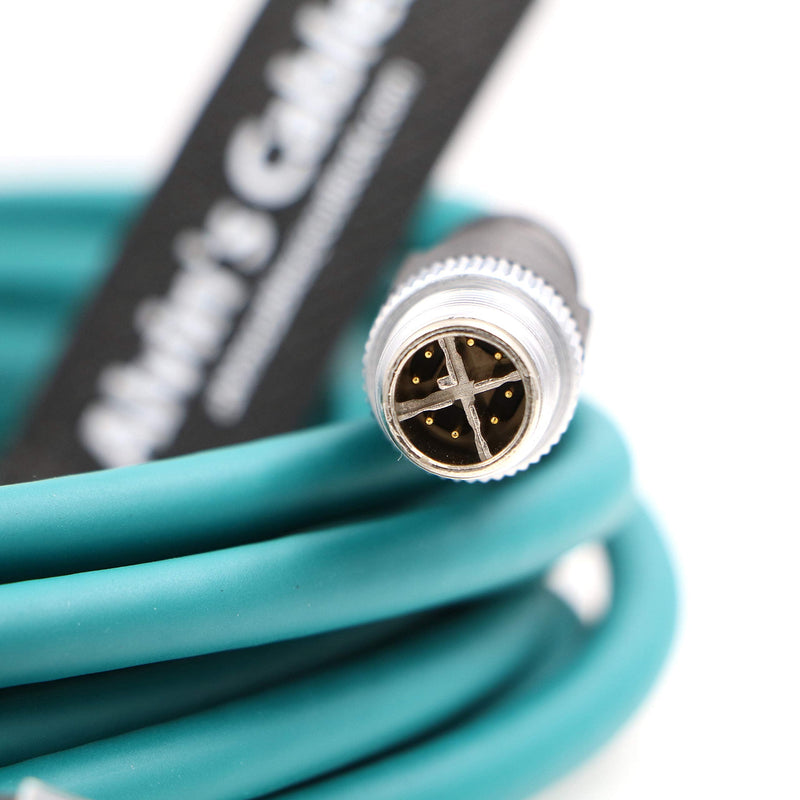 Alvin's Cables M12 8 Position X Code to RJ45 Industrial Ethernet Cable for Cognex in Sight 8200 8400 Series IP67 Waterproof Shielded Cord for Industrial Camera 16.4ft/5M Dark green