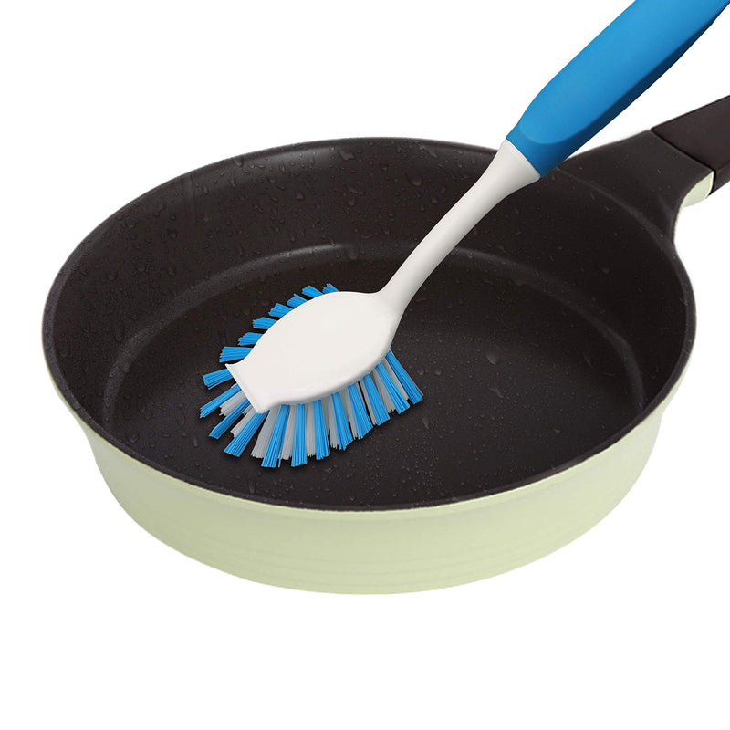 PHYEX 2-Pack Kitchen Diffusion Type Scrub Brush for Cleaning Dishes Pots Pan Sink and Bathroom with Comfortable Long Handle