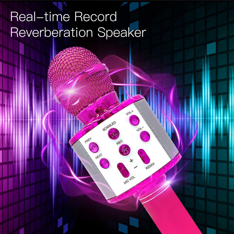 [AUSTRALIA] - Wireless Karaok Microphone, 4 in 1 Bluetooth Handheld Portable Speaker Karaoke Machine, Home KTV Player with Record Function, Compatible with Android & iOS Devices  (Pink) Pink 