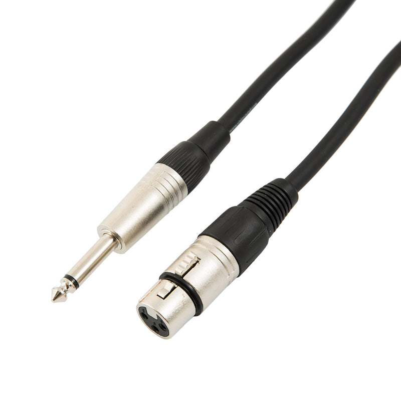Female XLR to 6.35mm 1/4" Mono Jack Lead/Microphone/Signal Cable / 6 Colours 3m Black
