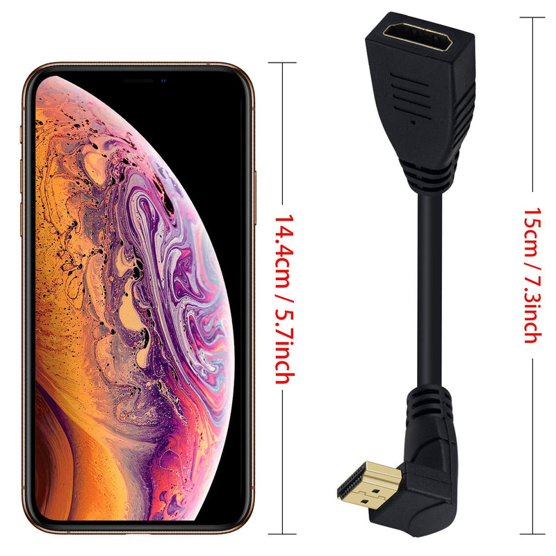 [AUSTRALIA] - Poyiccot 8K HDMI Extension Cable, Short 8K HDMI 90 Degree Down Angle Male to Female HDMI 2.1 Cable 48Gbps with 8K 60Hz Video and 3D HDR for TV/Xbox /PS4 /PS5 (Down M/F), 0.5feet 8K HDMI Extension Cable Down Angle 