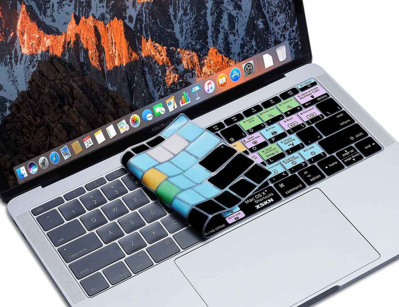 XSKN Shortcut MAC OS X Keyboard Skin Cover for Apple New MacBook Pro 13 (Model A1708, No Touch Bar) & Apple MacBook 12 (Model A1534) (US Layout) US Layout