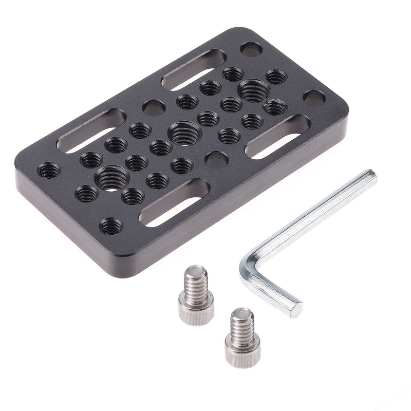 FocusFoto Multi-Purpose Extension Switching Cheese Plate Camera Baseplate with 1/4"-20 & 3/8"-20 Thread Mounting for DSLR Camera Cage Rig Railblocks Dovetails Short Rods