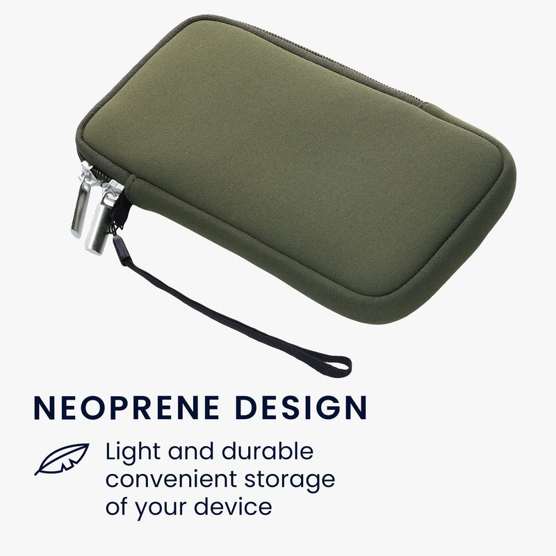 [AUSTRALIA] - kwmobile Neoprene Phone Pouch Size XL - 6.7/6.8" - Universal Cell Sleeve Mobile Bag with Zipper, Wrist Strap - Olive Green XL - 6,7/6,8" 